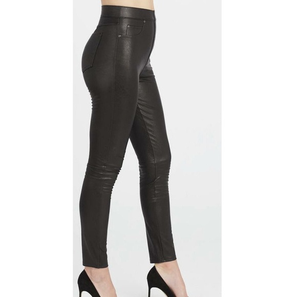 NWT SPANX Leather Like Ankle Skinny Pants Luxe Black Size Large - Picture 3 of 12